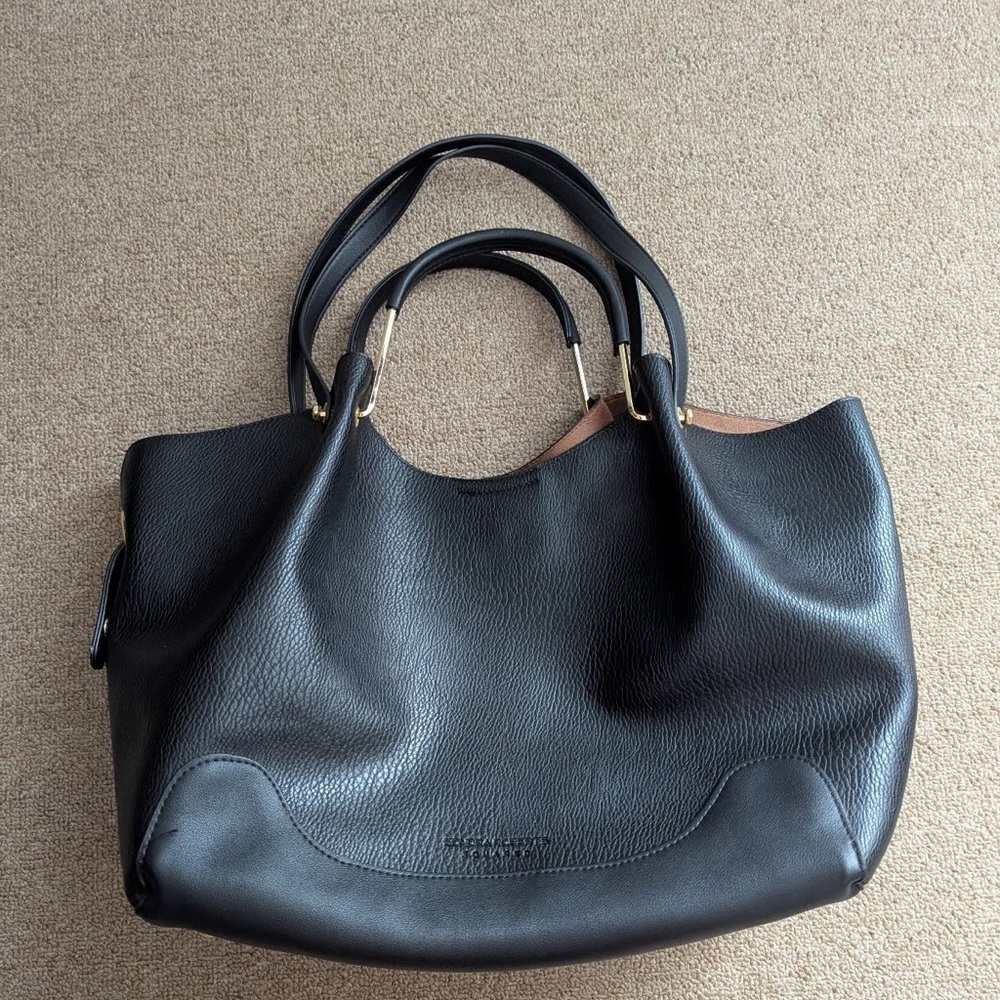 Sondra Roberts Black Leather Tote Bag